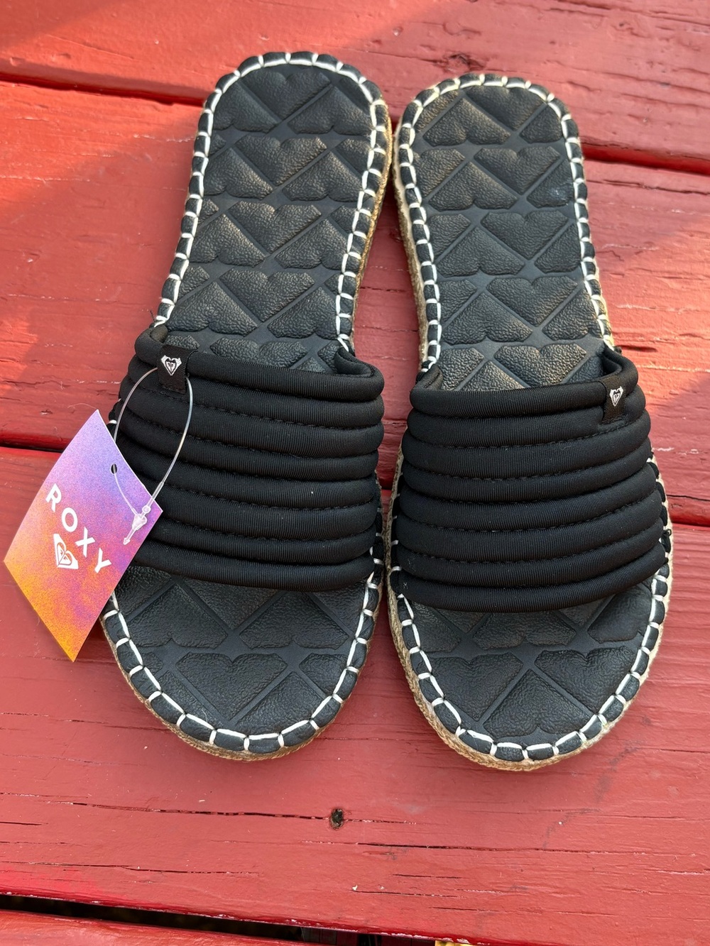 Roxy Black Shoresoft Slip-On Flat Sandals